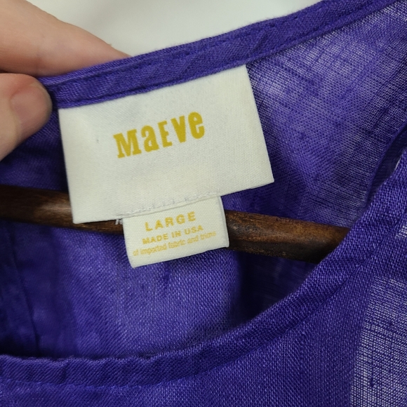 Maeve Purple Linen Tank Blouse Large - Picture 3 of 5